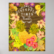 Pineapple Pine Floral Poster