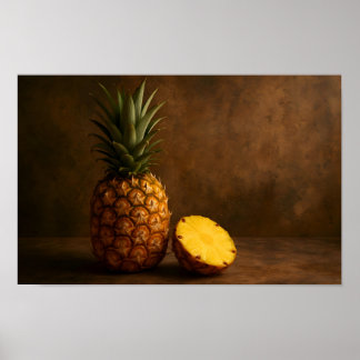 Póster Pineapple & Pineapple Slice Rustic Grunge Photo