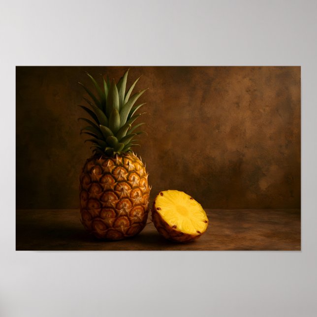 Póster Pineapple & Pineapple Slice Rustic Grunge Photo (Frente)