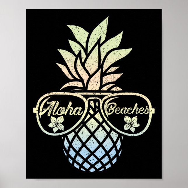 Póster Pineapple Sungles Funny Aloha Bebe Hawai Haw (Frente)