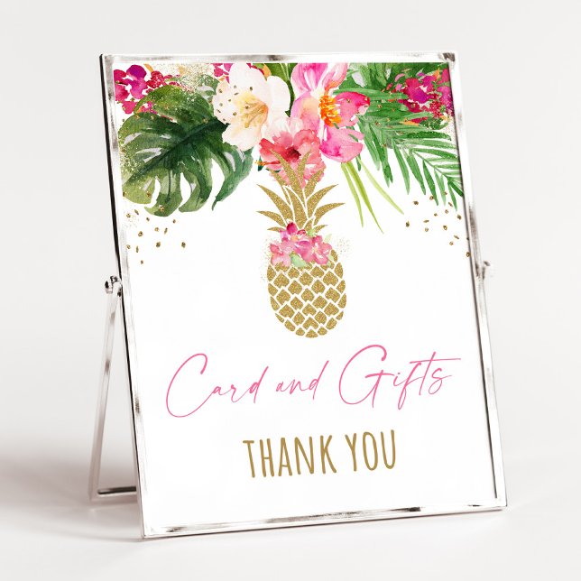 Póster Pineapple Tropical Floral Regalos de cumpleaños Ró (Subido por el creador)