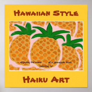 PÓSTER PINEAPPLE TRUCK HAWAIAN STYLE HAIKU ART PRINT