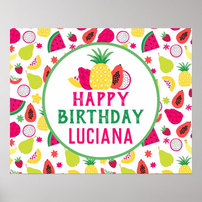 Póster Pineapple Tutti Frutti Fruit Birthday Party (Frente)