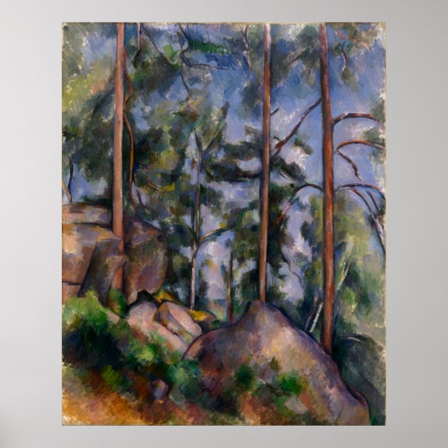 Póster Pines and Rocks (Pins et Rochers) Paul Cézanne (Frente)