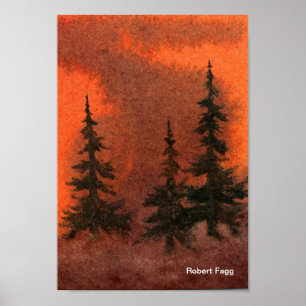 Póster Pines in the Mist Art Print