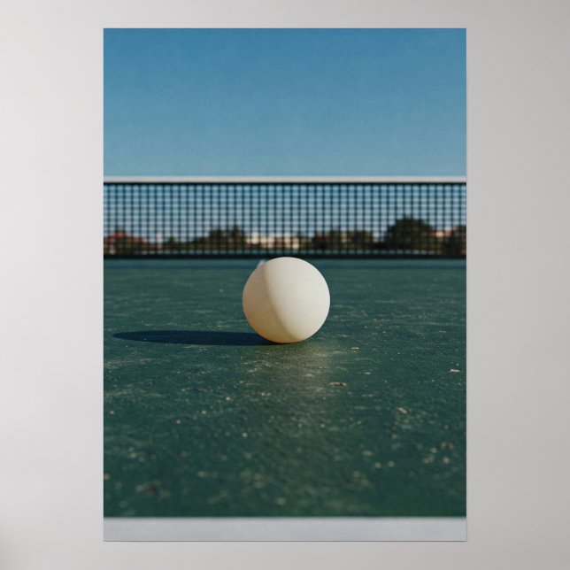 Póster Ping Pong Ball on Green Table Court (Frente)