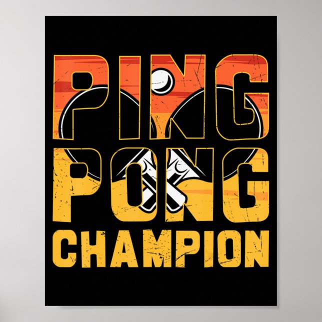 Póster Ping Pong Champion Mesa Retro (Frente)