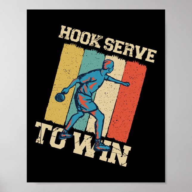 Póster Ping Pong Table Tennis Hook Sirve Para Ganar Retro (Frente)