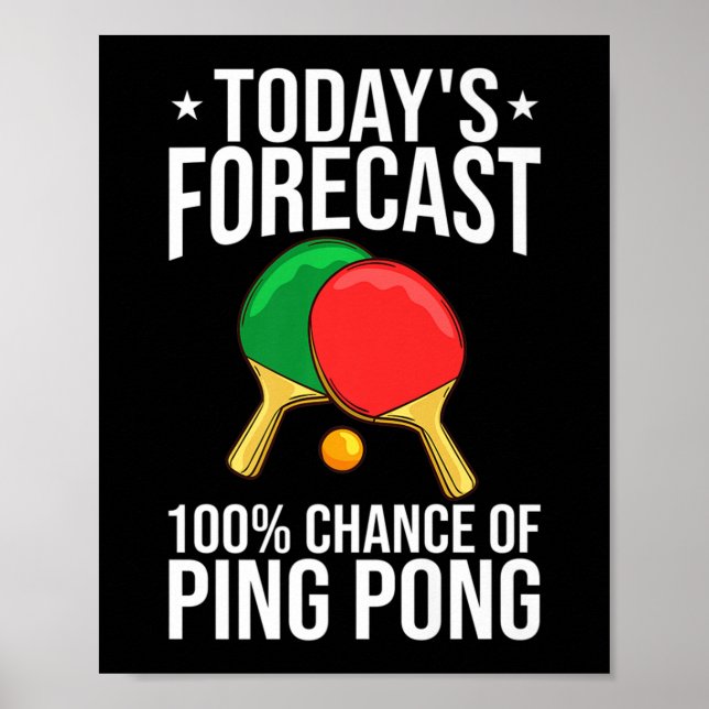 Póster Ping Pong Table Tennis Player Balls Paddle Game (Frente)
