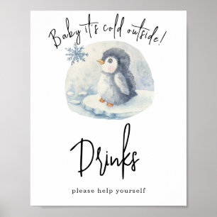 Póster Pingüino acuarela - Bebidas