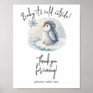 Póster Pingüino acuarela - Gracias por venir
