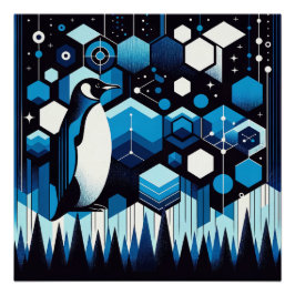 Póster Pingüino Azul Profundo En Bosque Antártico De Invi