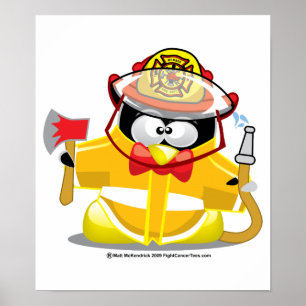 Póster Pingüino bombero