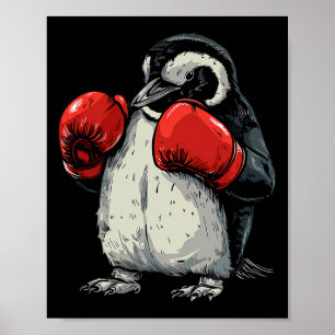 Póster Pingüino Boxeando Con Guantes De Boxeo Kickboxing 