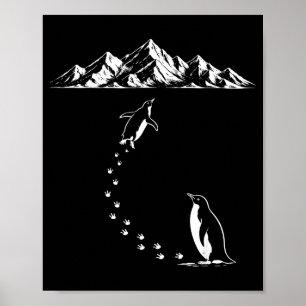 Póster Pingüino caminando solo hacia montañas pájaro nihi