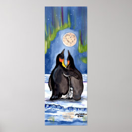 Póster Pingüino Chick Aurora Moon Romantic Poster