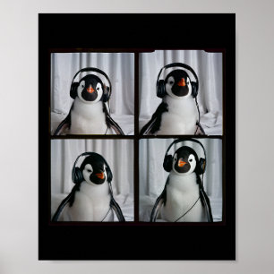 Póster Pingüino Con Auriculares Autismo Sensorial Pingüin