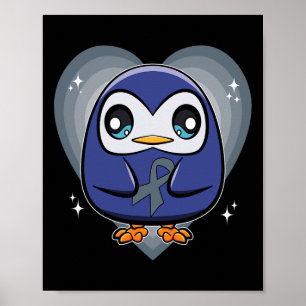 Póster Pingüino Con Cinta De Cinta Conciencia Sobre La Di