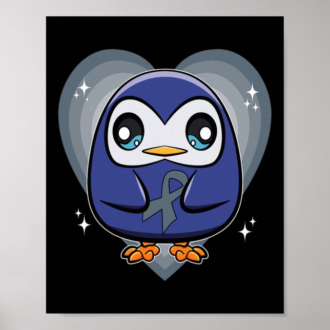 Póster Pingüino Con Cinta De Cinta Conciencia Sobre La Di (Frente)