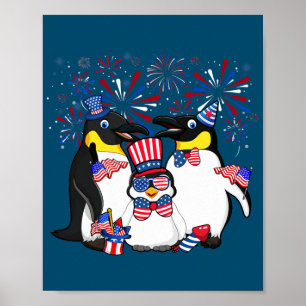 Póster Pingüino con fuegos artificiales gafas de sol Gorr