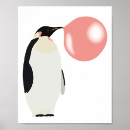 Póster Pingüino de goma de burbuja que explota burbuja
