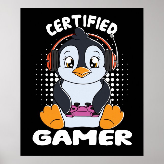 Póster Pingüino de jugador certificado (Frente)
