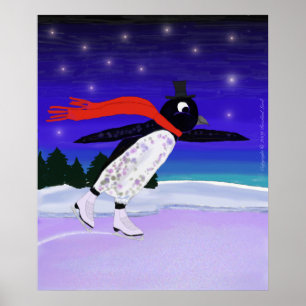Póster Pingüino de patinaje