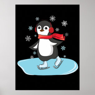 Póster Pingüino de patinaje sobre hielo