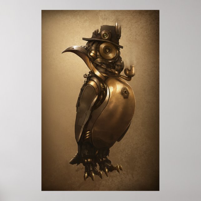 Póster Pingüino de Steampunk | Imprimir (Frente)