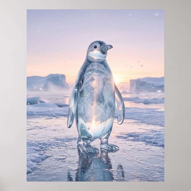 Póster Pingüino de Vidrio Horizonte de Hielo (Frente)
