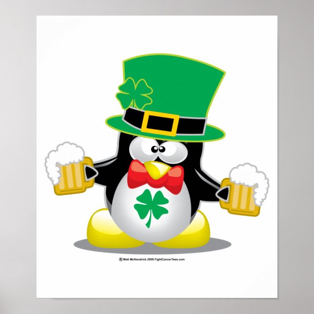 Póster Pingüino del Día de San Patricio (Frente)
