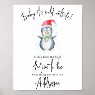 Póster Pingüino - destinataria futura mamá