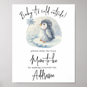 Póster Pingüino - destinataria futura mamá