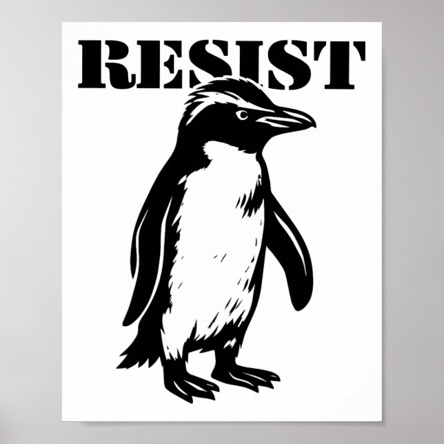 Póster Pinguino divertido resiste protesta contra arancel (Frente)