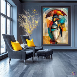 Póster Pingüino encantador - Dandy cubista en la lluvia