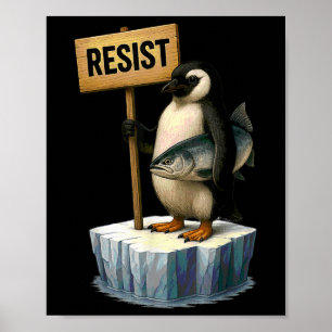 Póster Pingüino gracioso resiste a los pingüinos de Guay