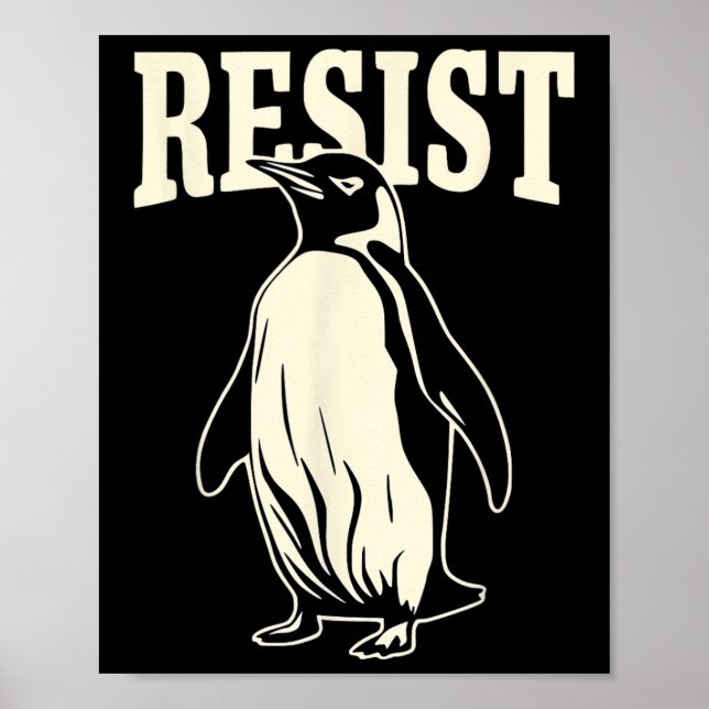 Póster Pingüino gracioso resiste a los pingüinos en prote (Frente)