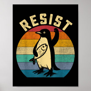 Póster Pingüino gracioso resiste a los pingüinos en prote