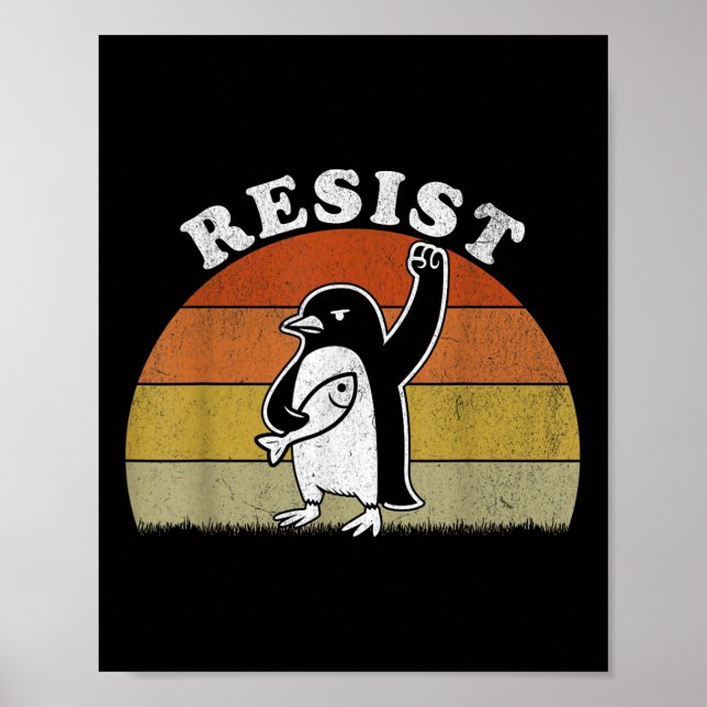 Póster Pingüino gracioso resiste a los pingüinos en prote (Frente)
