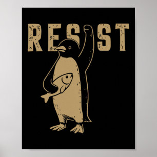 Póster Pingüino gracioso resiste a los pingüinos en prote