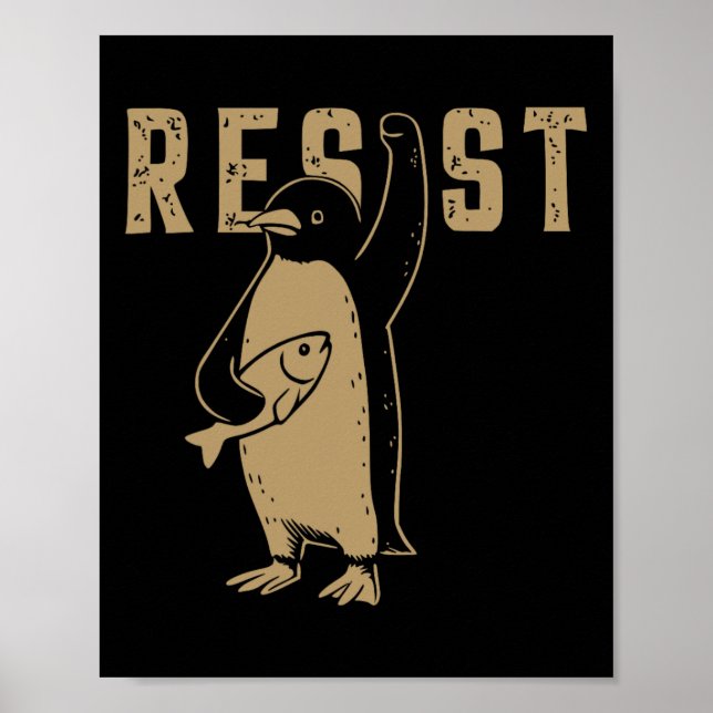 Póster Pingüino gracioso resiste a los pingüinos en prote (Frente)