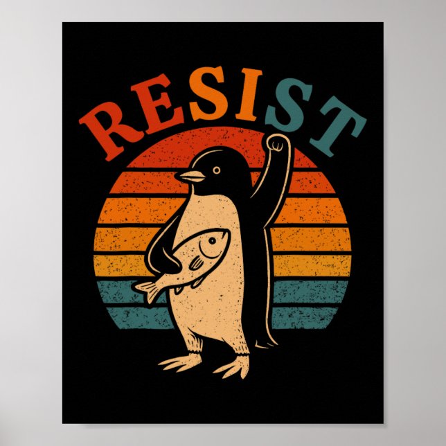 Póster Pingüino gracioso resiste a los pingüinos en prote (Frente)
