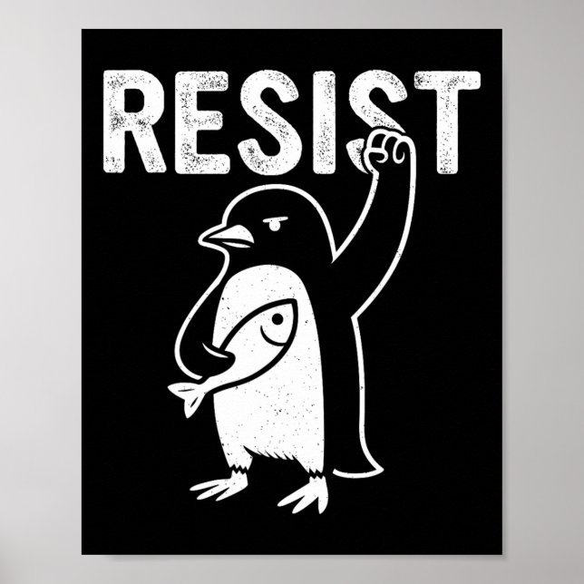 Póster Pingüino gracioso resiste a los pingüinos en prote (Frente)