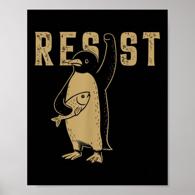 Póster Pingüino gracioso resiste a los pingüinos en prote (Frente)