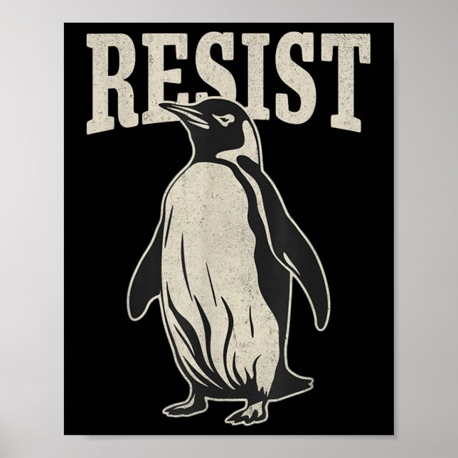 Póster Pingüino gracioso resiste a los pingüinos en prote (Frente)