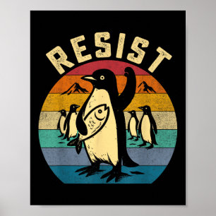 Póster Pingüino gracioso resiste a los pingüinos en prote