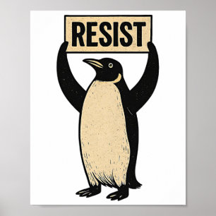 Póster Pingüino gracioso se resiste a la protesta de los 