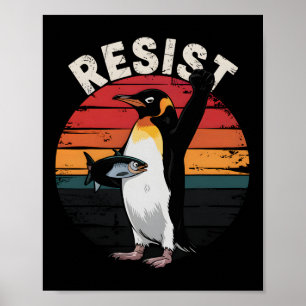 Póster Pingüino gracioso se resiste a protestar contra el