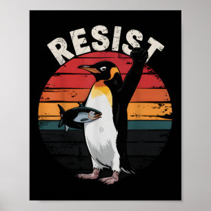 Póster Pingüino gracioso se resiste a protestar contra el