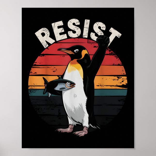 Póster Pingüino gracioso se resiste a protestar contra el (Frente)